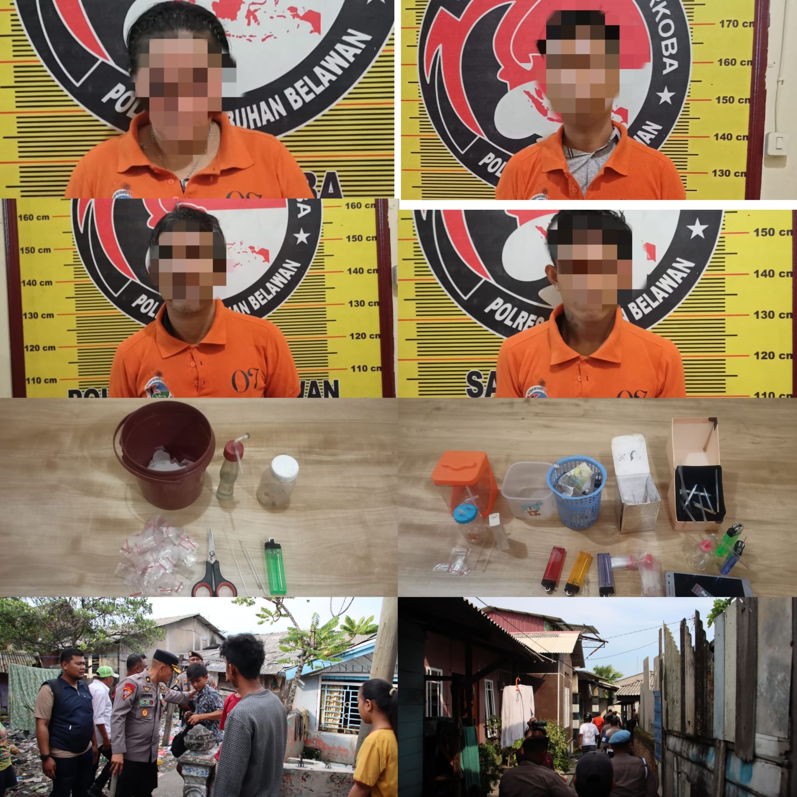 Polres Pelabuhan Belawan Lakukan Penyisiran Lokasi Rawan Tauran 5 Pengguna dan Beberpa Paket Narkoba Diamankan.
