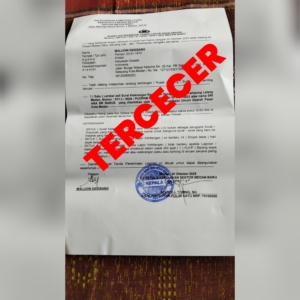 Tercecer Sebuah Surat Keterangan Register Pedagang Pasar Kampung Lalang Atas SRI ANA BR BARUS