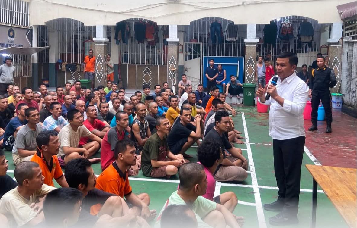 Rutan kelas satu I labuhan Deli Melaksanakan Kegiatan Sosialisasi Dan Pengarahan Kepada Warga Binaan Pemasyarakatan Di Bolok Huni Rutan