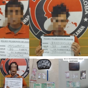 Sat Narkoba Polres Pelabuhan Belawan Tangkap Dua Pengedar dan Satu Pengguna Narkoba di Medan Labuhan