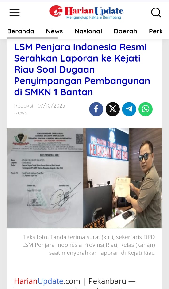 Ketua LSM Penjara Indonesia Riau Ingatkan Soal Jeratan Hukum Terhadap Pelaku Pemalsuan Administrasi