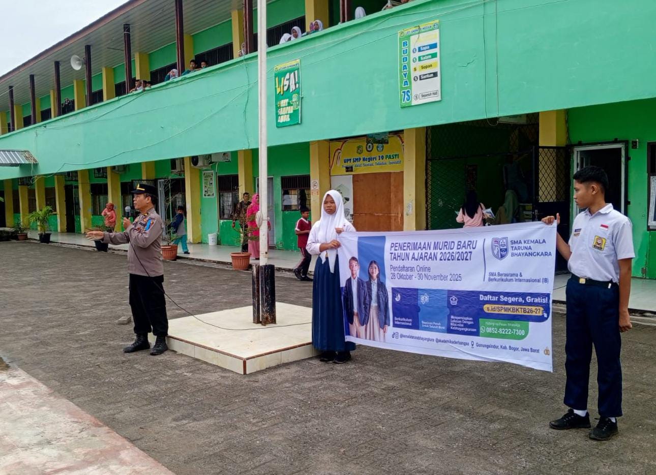 Polres Pelabuhan Belawan Sosialisasikan Penerimaan Murid Baru SMA Kemala Taruna Bhayangkara 2026 di SMP Negeri 39 Medan