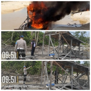 Respon Cepat Polsek Singingi Hilir Tindak Tegas PETI di Desa Koto Baru dan Petai, Diduga Para Pelaku Sudah Mengetahui Berdasarkan Berita.