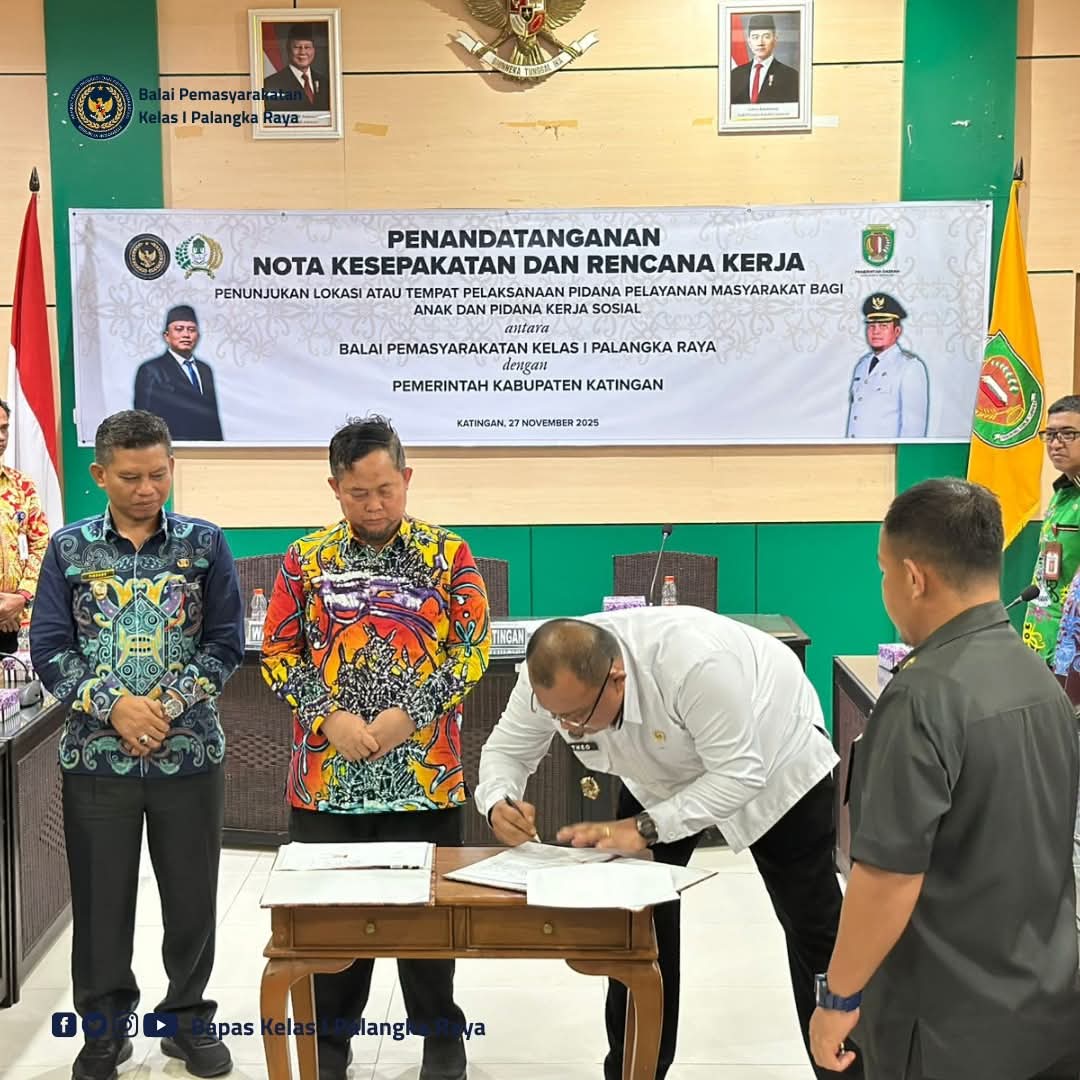 Bapas Palangka Raya  Jalin kerja Sama Mendatangani  Nota Kesepakatan Implementasi UU RI Nomor 1 Tahun 2023 KUHP