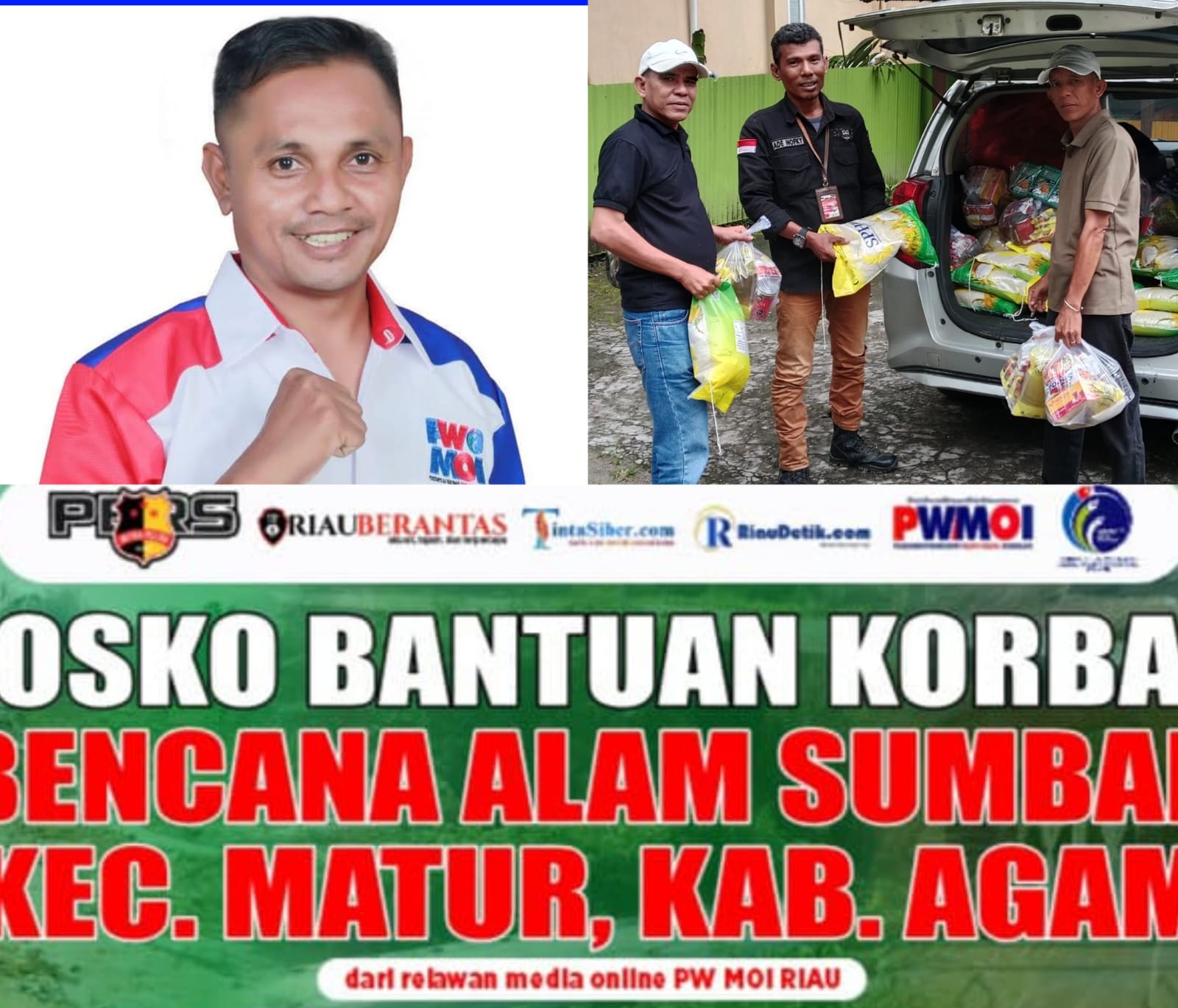 Jelang Pelantikan DPW, DPD PWMOI Se- Riau Bersama Media Mitrapolda.online Peduli Bencana Alam Sumbar