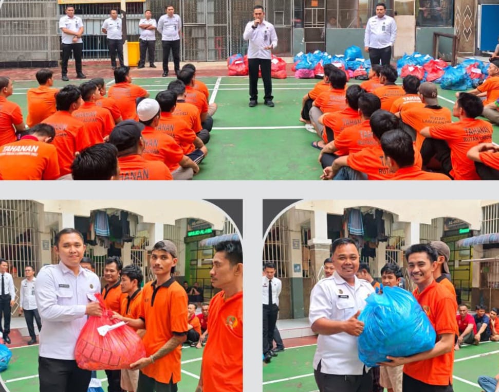 Rutan Kelas I Labuhan Deli kegiatan Pembagian Alat Mandi Dan pelengkapan Pembersih Pakaian Kepada Seluruh Warga Binaan 