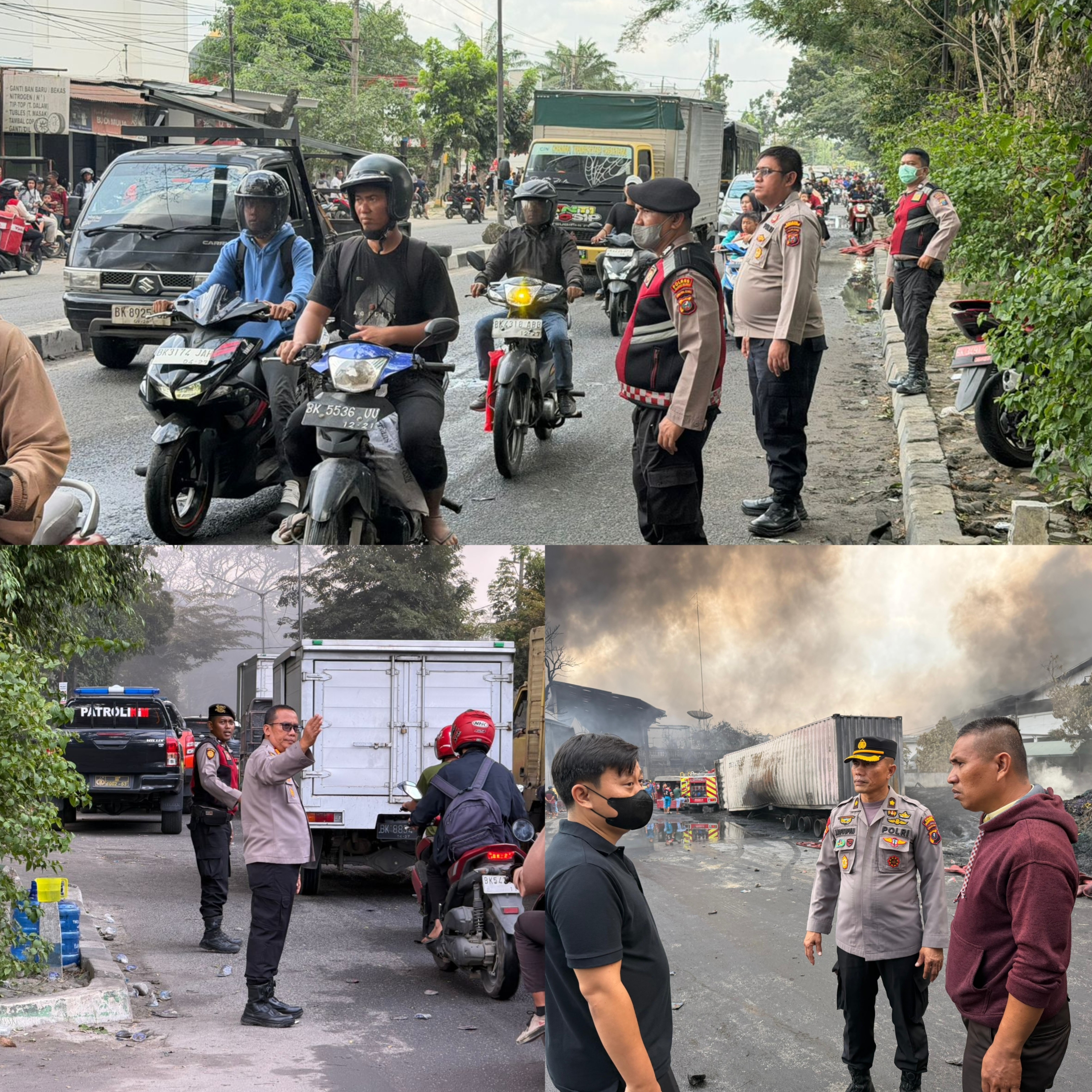 Polres Pelabuhan Belawan Lakukan Pengamanan Lokasi Kebakaran di PT Garuda Mas Perkasa