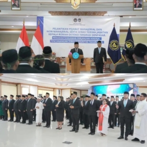 Perkuat Sinergi Antarinstansi, Kanwil Ditjenpas Bali Hadiri Pelantikan Pejabat Dan Sertijab Kepala Rudenim Denpasar