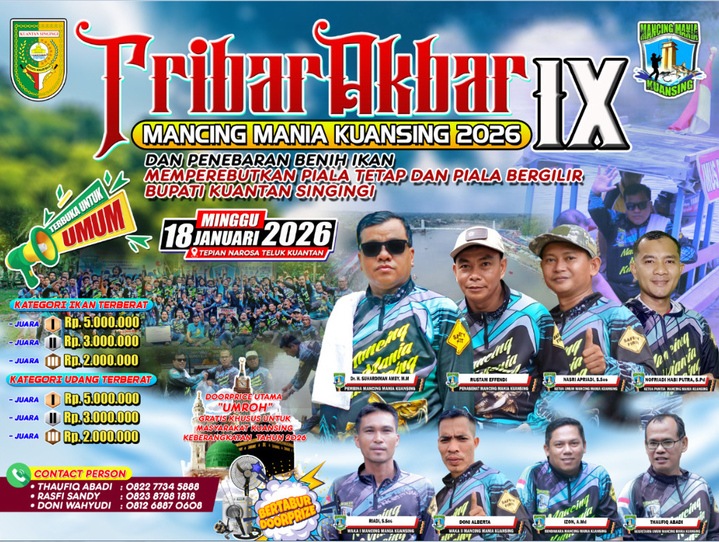 Swadaya Masyarakat: 650 Peserta Serbu Tribar Mancing Mania 2026, Bupati Kuansing Support Hadiah Umroh Menanti
