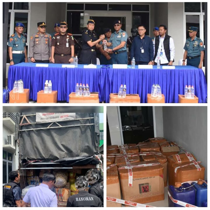 Tim Satgas Lanal Lampung Pam Obvit ASDP Berhasil Menggagalkan Upaya Pengiriman Minuman Keras (Miras) Jenis Arak Bali Tanpa Pita Cukai