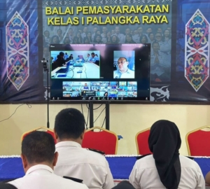 Balai pemasyarakatan Bapas kelas I Palangka Raya giat ikuti Sosialisasi Standar Registrasi Klien Secara Daring 