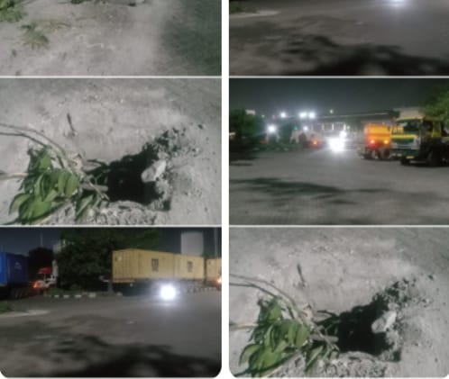 Warga Keluhkan Minim Penerangan dan Bahu Jalan Sering Dijadiakan Parkir Truk di Simpang Empat KIM II Mabar