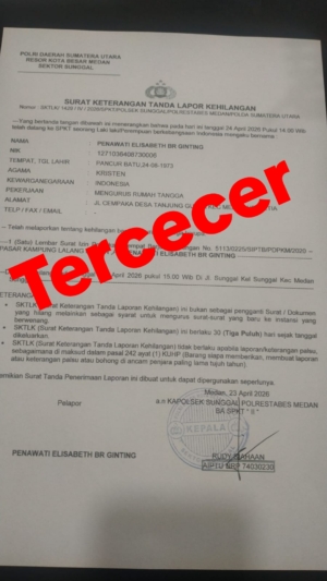 Tercer Sebuah Surat  Izin Usaha Pemakaian Tempat Atas Nama Elisabet Br Ginting 