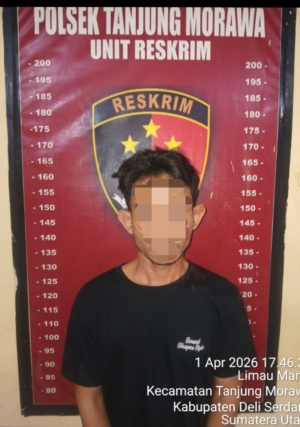 Unit Reskrim Polsek Tanjung Morawa Amankan Terduga Pelaku Pencurian Sepeda Motor di Desa Limau Manis