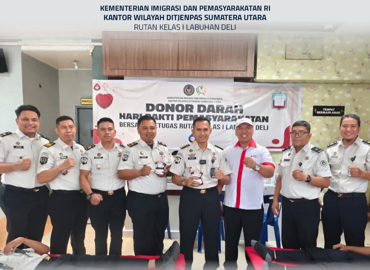 Rutan Kelas 1 labuhan Deli Memperingati Hari Bakti Pemasyarakatan Ke 26 Giat Donor Darah Bekerja sama Dengan Tim Palangka Mera Indonesia