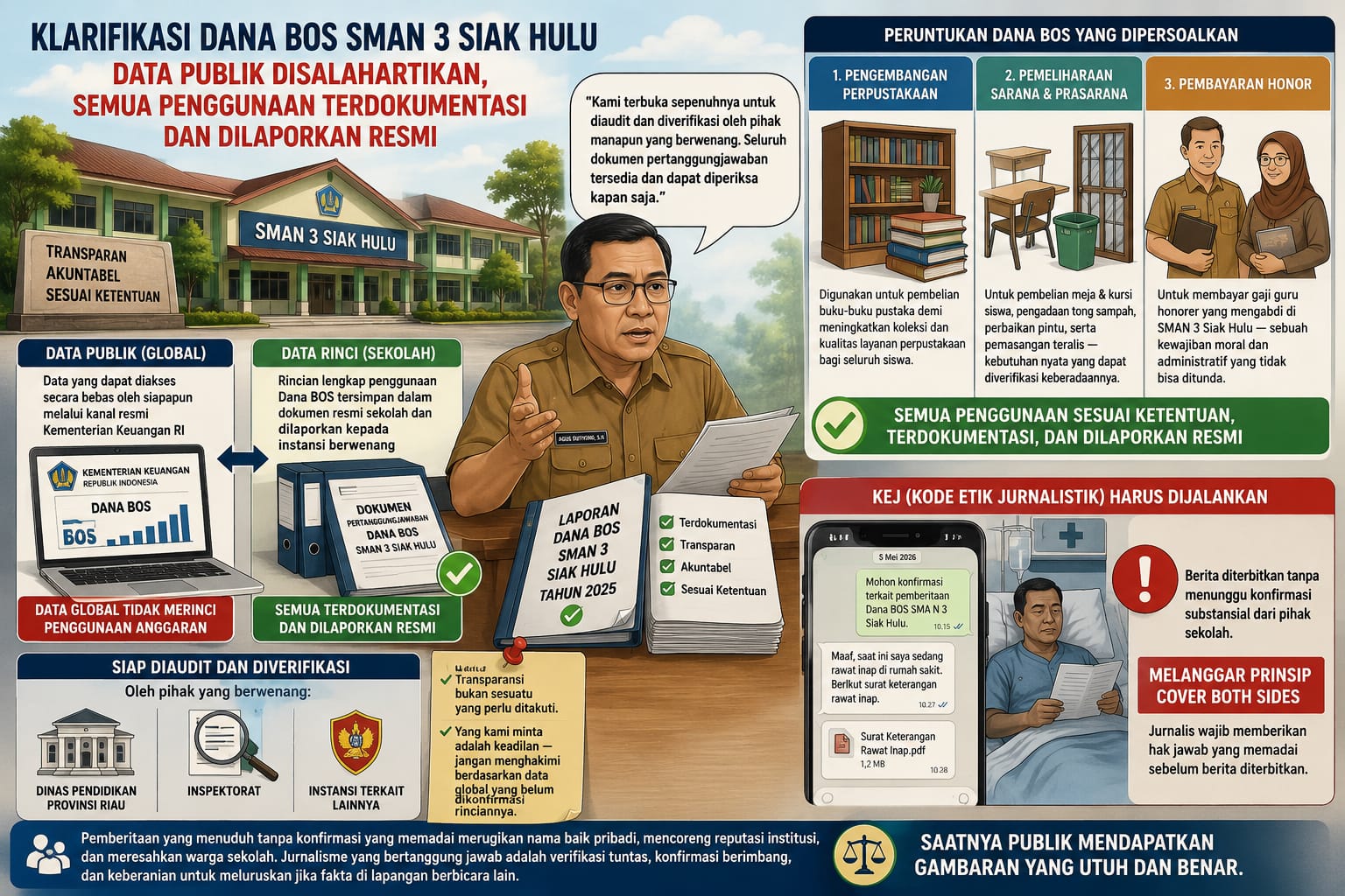 Klarifikasi Dana BOS SMAN 3 Siak Hulu: Data Publik Disalahartikan, Semua Penggunaan Terdokumentasi dan Dilaporkan Resmi