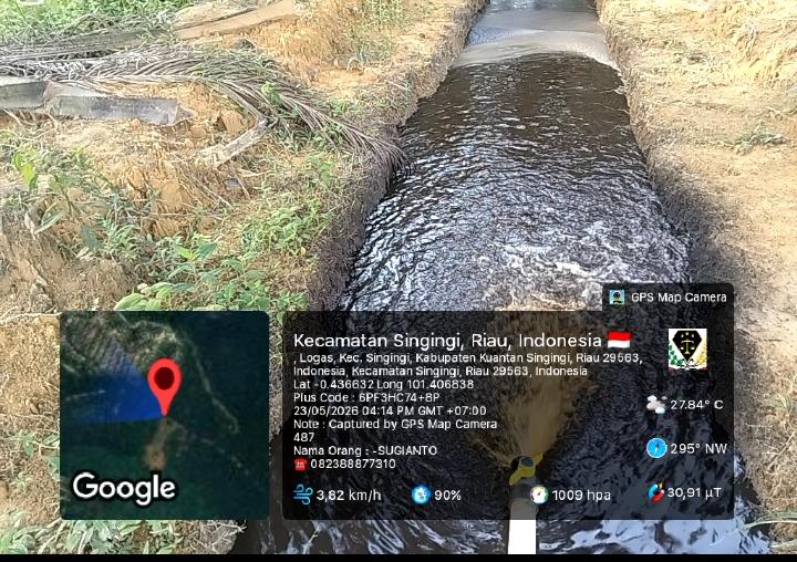 Gawat..! PT PCS: Sehari Pasca Sidak Pemkab Kuansing, Warga Temukan Air Anak Sungai Berubah Gelap, Penegak Hukum Mesti Bertindak