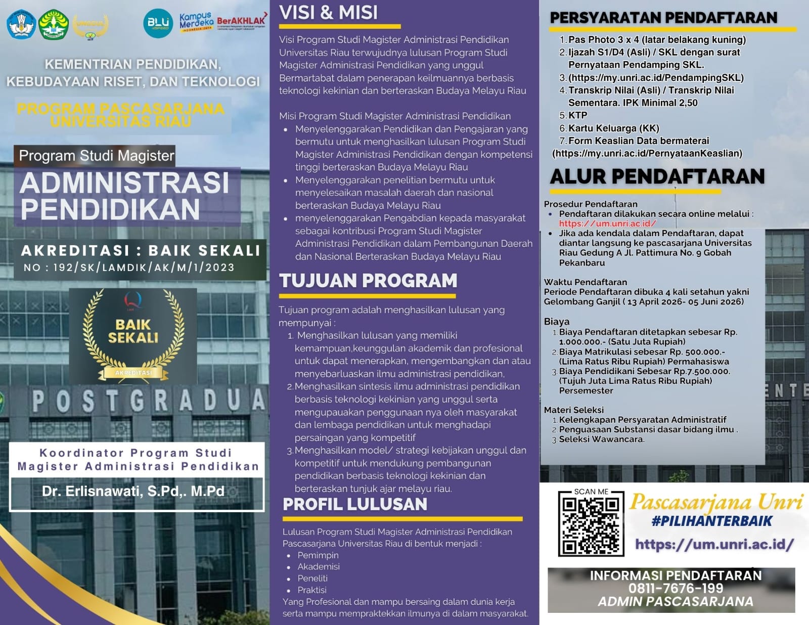 Program Magister Administrasi Pendidikan UNRI Buka Pendaftaran, Akreditasi “Baik Sekali” Jadi Daya Tarik