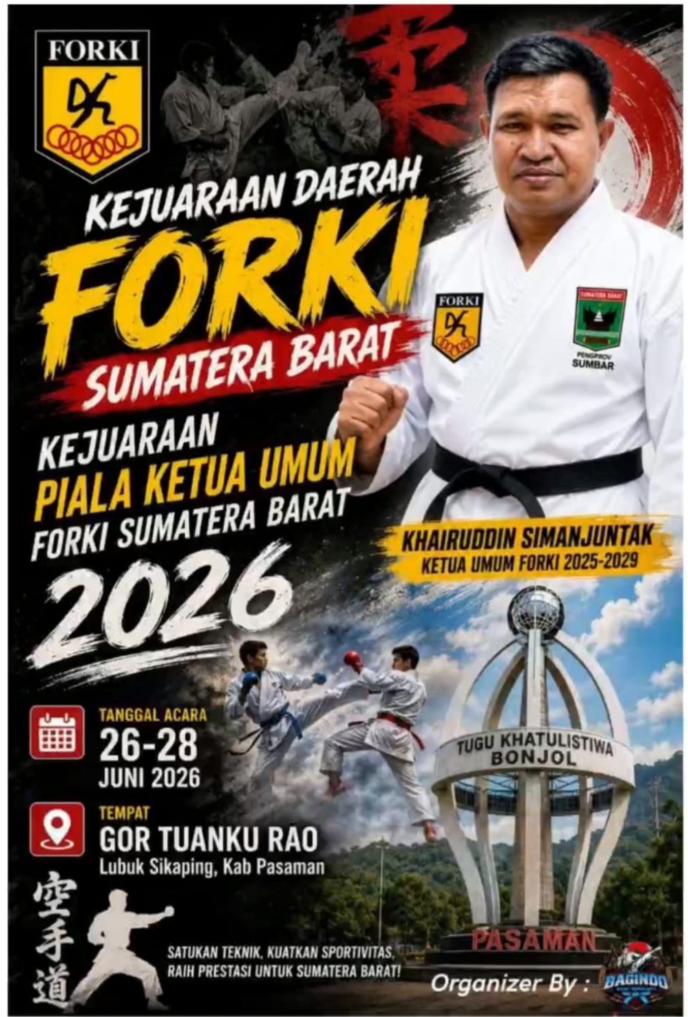 Khairuddin Simanjuntak Ketua Umum FORKI SUMBAR : Kejurda FORKI Segera di Gelar di Pasaman Bertempat di GOR Tuanku Rao Lubuk Sikaping