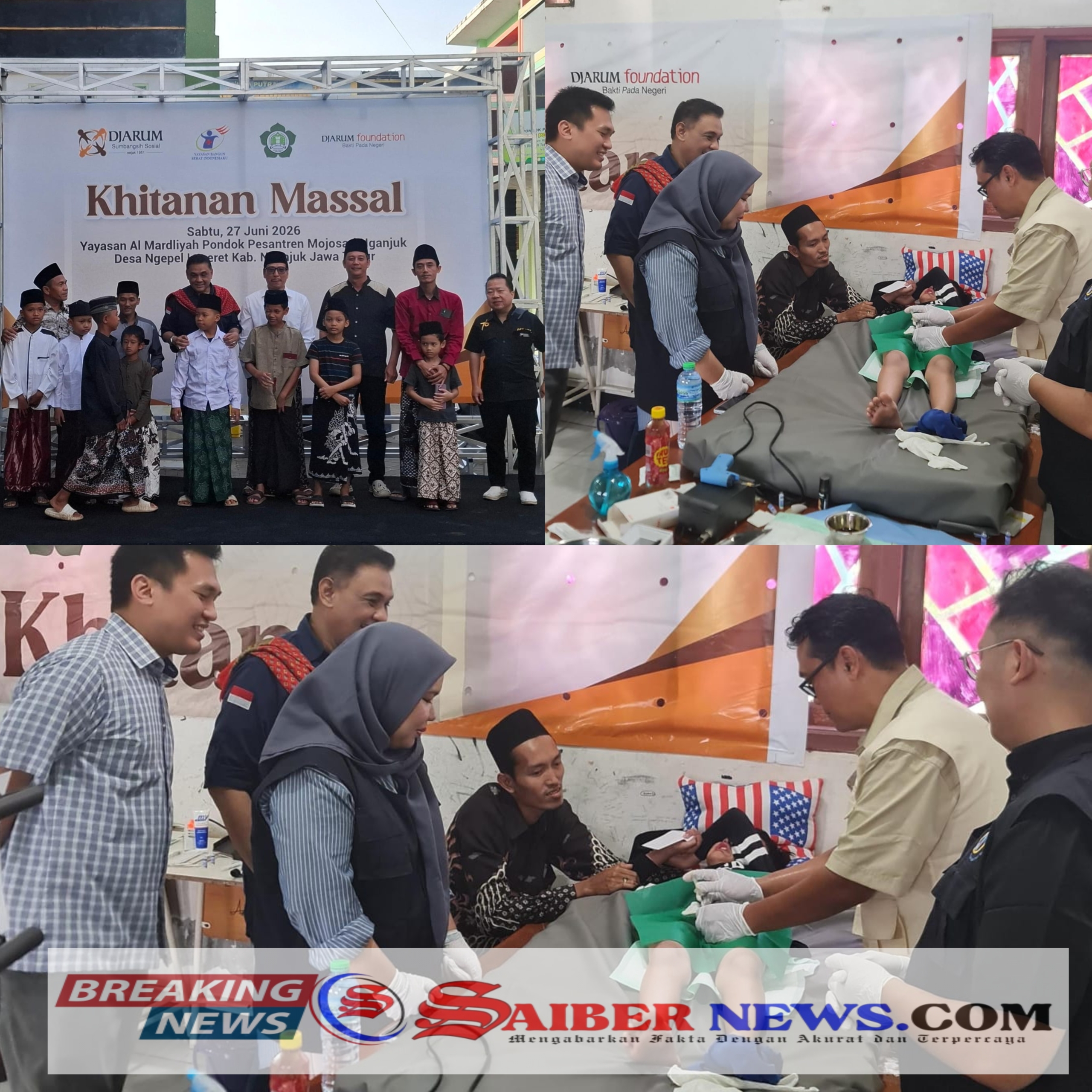 BAKSOS KHITAN MASSAL DI PONPES MOJOSARI NGANJUK DF DAN YBSI LANCAR 