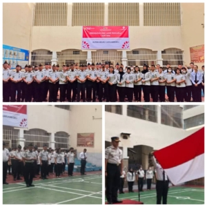 Dalam Rangka Memperingati Hari Pancasila Rutan Kelas I labuhan melaksanakan Upacara bendera Di dalam blok Hunian Rutan 