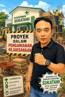 Direktur Purwakarta Budgeting Control (PBC) Soroti Spanduk “Proyek Dalam Pengamanan Kejaksaan” di Pembangunan Puskesmas Sukatani.