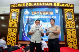 Sambut Hari Bhayangkara ke-80, Polres Pelabuhan Belawan Gelar Donor Darah