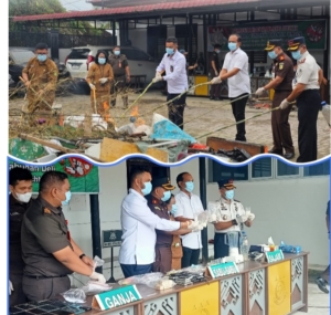 Karutan Kelas I labuhan Deli Menghadiri Kegiatan Pemusnahan barang Bukti Perkara Tindak Pidana  DikejaksaanNegeriLabuhan Deli 