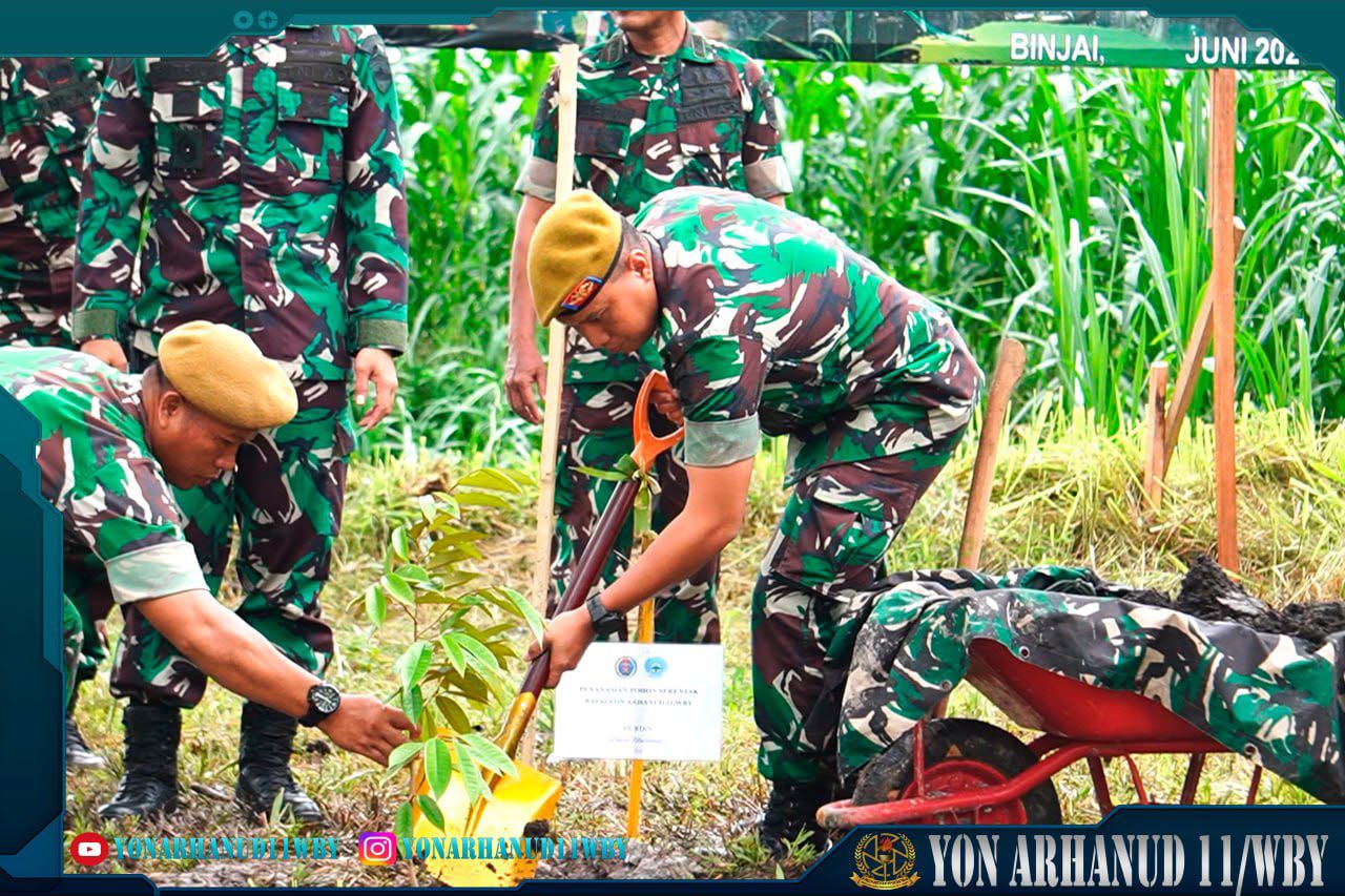 Generasi Hebat,Peduli Lingkungan, Yonarhanud 11/WBY Melaksanakan Penanaman Pohon bersama Lintas Generasi