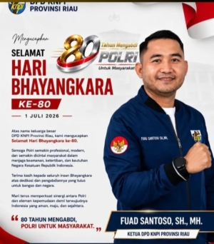 Sambut HUT Bhayangkara ke-80, Ketua DPD KNPI Riau Fuad Santoso Apresiasi Dedikasi Polri