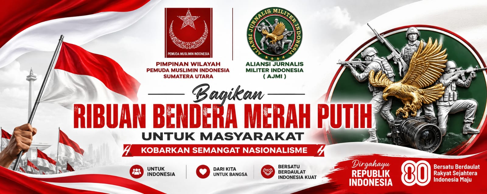 Kobarkan Semangat Nasionalisme, AJMI dan PW Pemuda Muslimin Sumut Akan Bagikan Ribuan Bendera Merah Putih