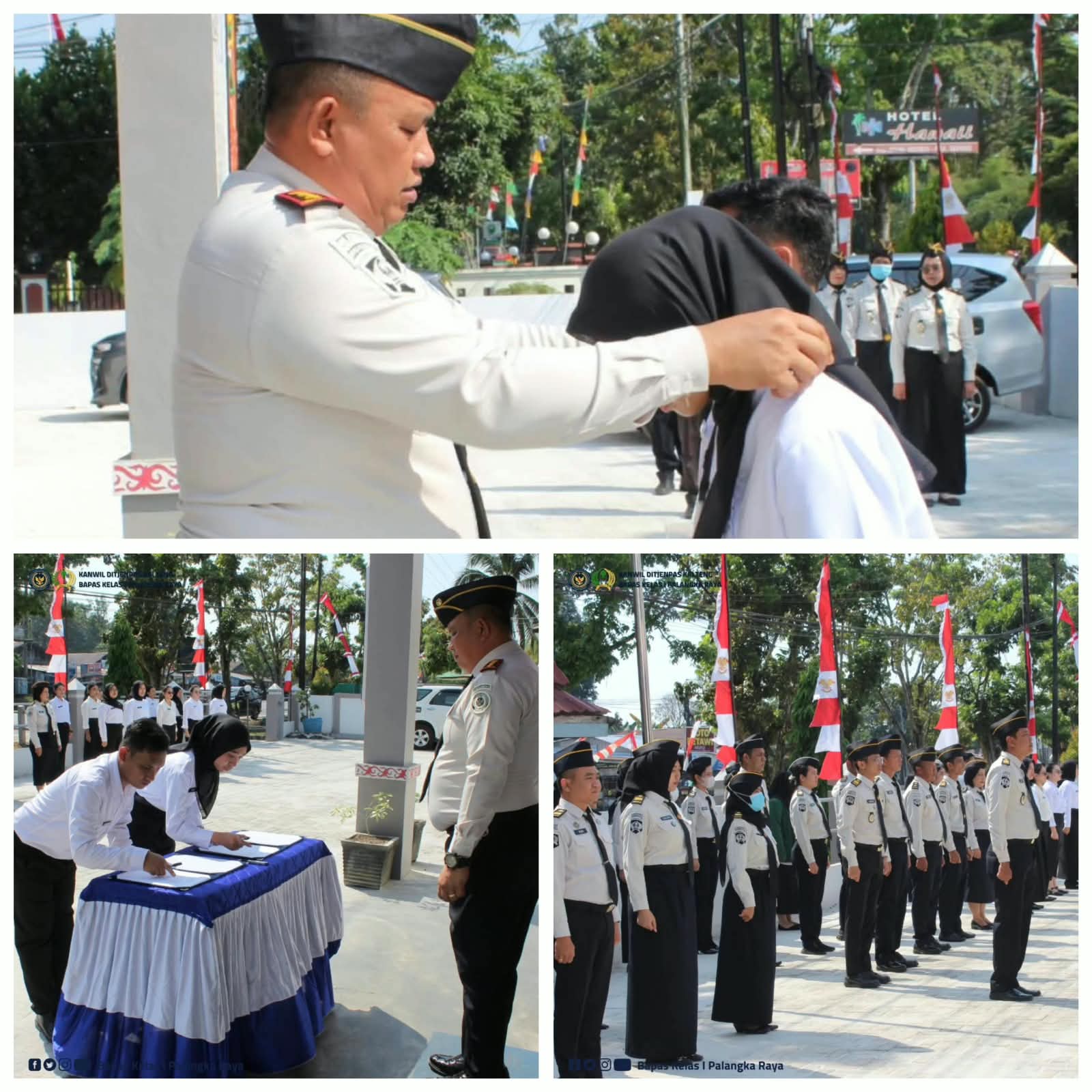 Bapas Palangka Raya apel Pagi rutin kesiapan untuk memberikan Kontribusi positif dan dirangkai penandatanganan tanda pengenal peserta magang 