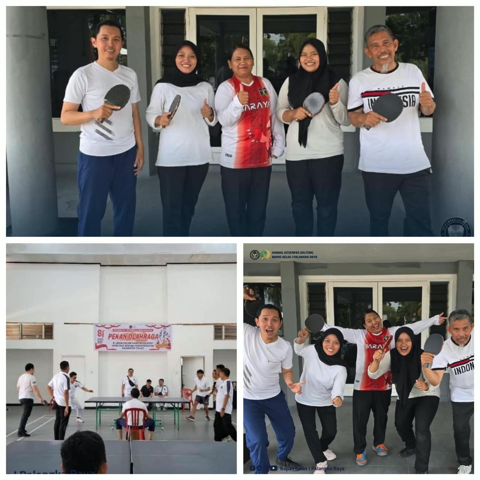 Bapas Kelas I Palangka Raya Tampil penuh Semangat menyala Memborong Juara Turnamen Tenis Meja Menyemarakkan HUT ke-81 Republik Indonesia 