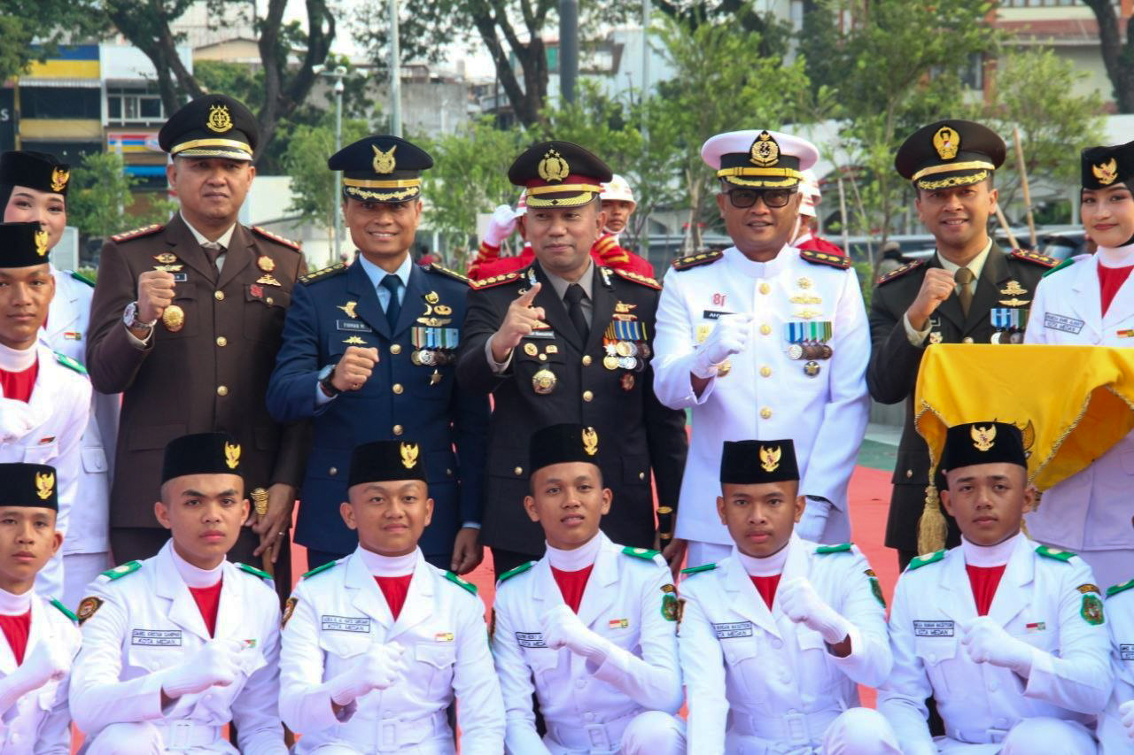 Dandim 0201/Medan Bersama Jajaran Forkopimda Ikuti Upacara Peringatan HUT RI Ke 81