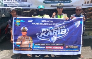 Polantas Karib Polres Pelabuhan Belawan Edukasi Pengemudi Ojek, Wujudkan Kamseltibcar Lantas yang Aman dan Nyaman
