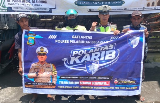 Polantas Karib Polres Pelabuhan Belawan Edukasi Pengemudi Ojek, Wujudkan Kamseltibcar Lantas yang Aman dan Nyaman