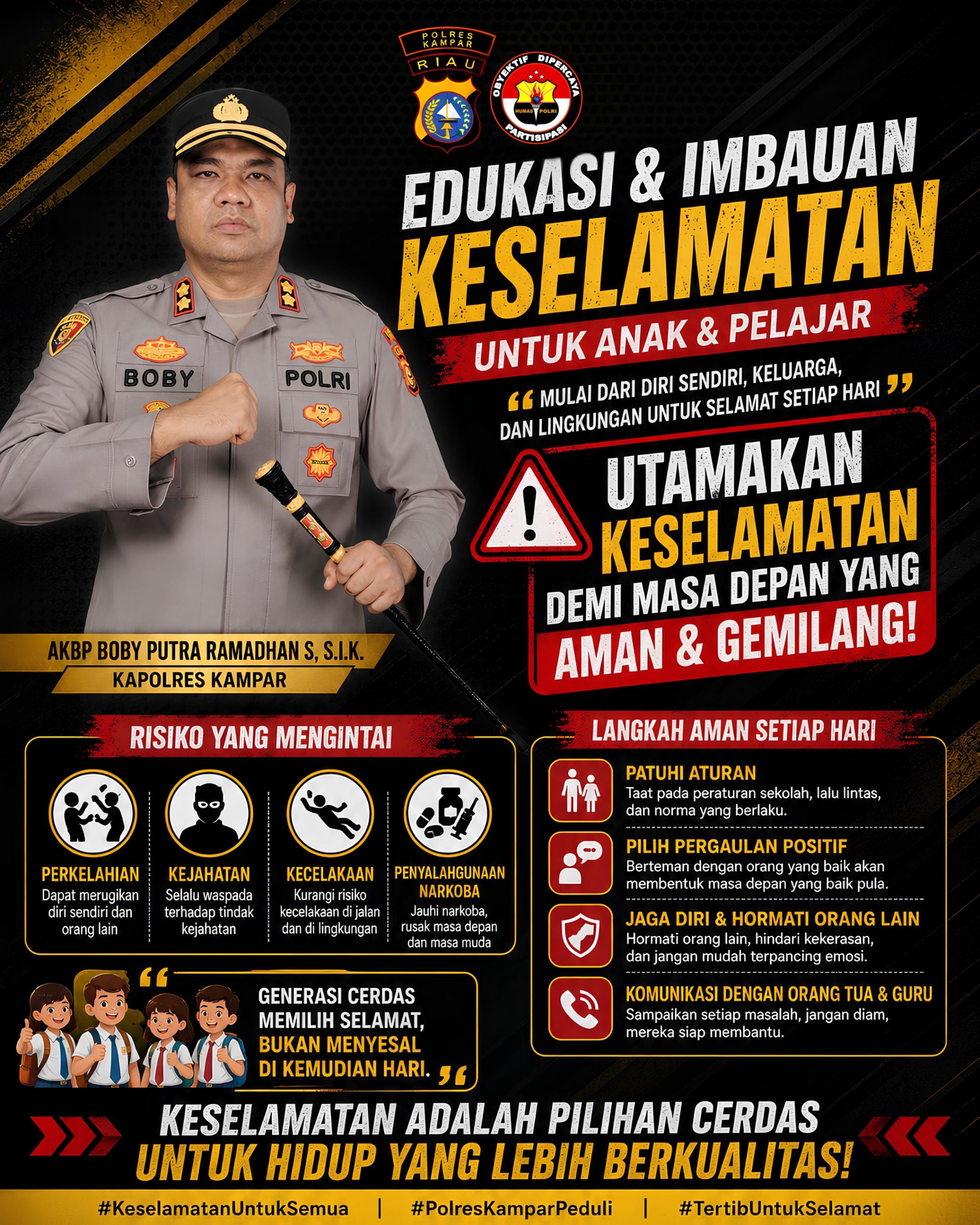 Jaga Keselamatan Generasi Penerus, Kapolres Kampar: Orang Tua Wajib Tingkatkan Pengawasan Saat Ada Aksi Penyampaian Aspirasi   