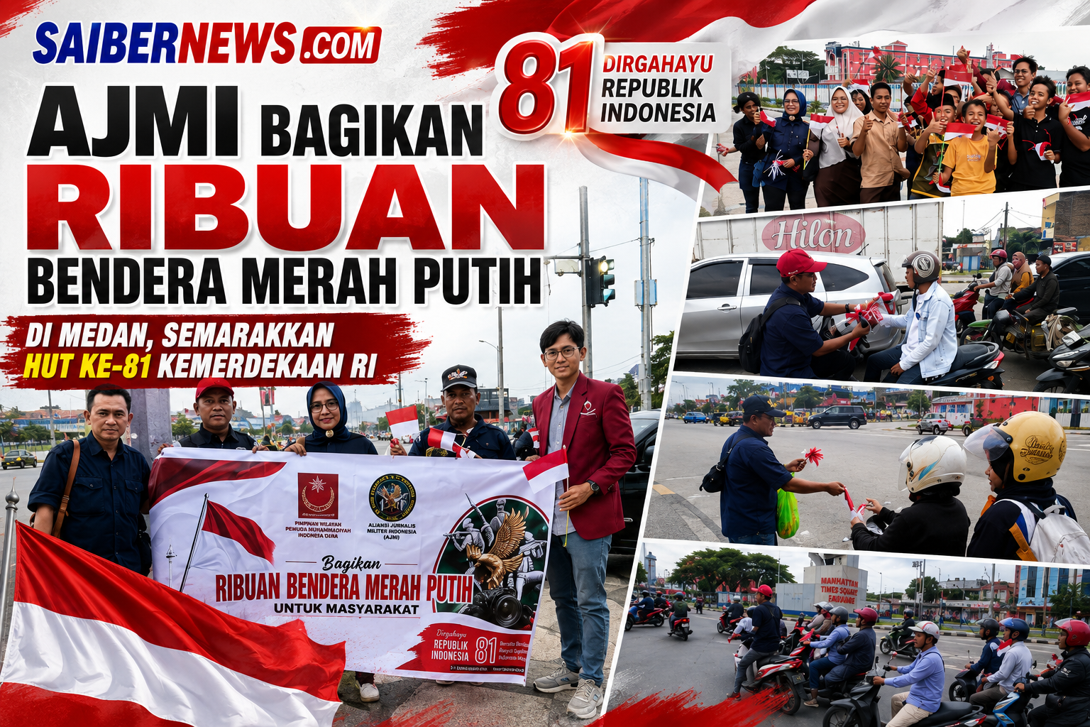 AJMI Bagikan Ribuan Bendera Merah Putih di Medan, Semarakkan HUT ke-81 Kemerdekaan RI