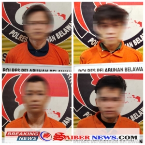 “Buka Lapak Sabu” di Gang Mawar, 4 Pemuda Sekaligus Dibekuk Sat Norkoba Polres Pelabuhan Belawan