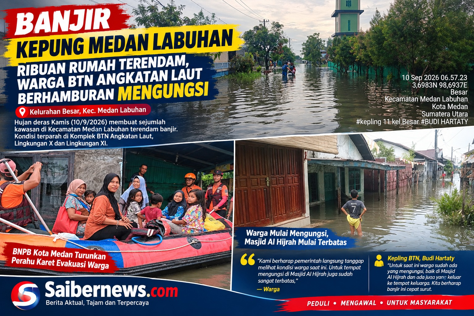 Banjir Kepung Medan Labuhan, Ribuan Rumah Terendam, Warga BTN Angkatan Laut Terparah