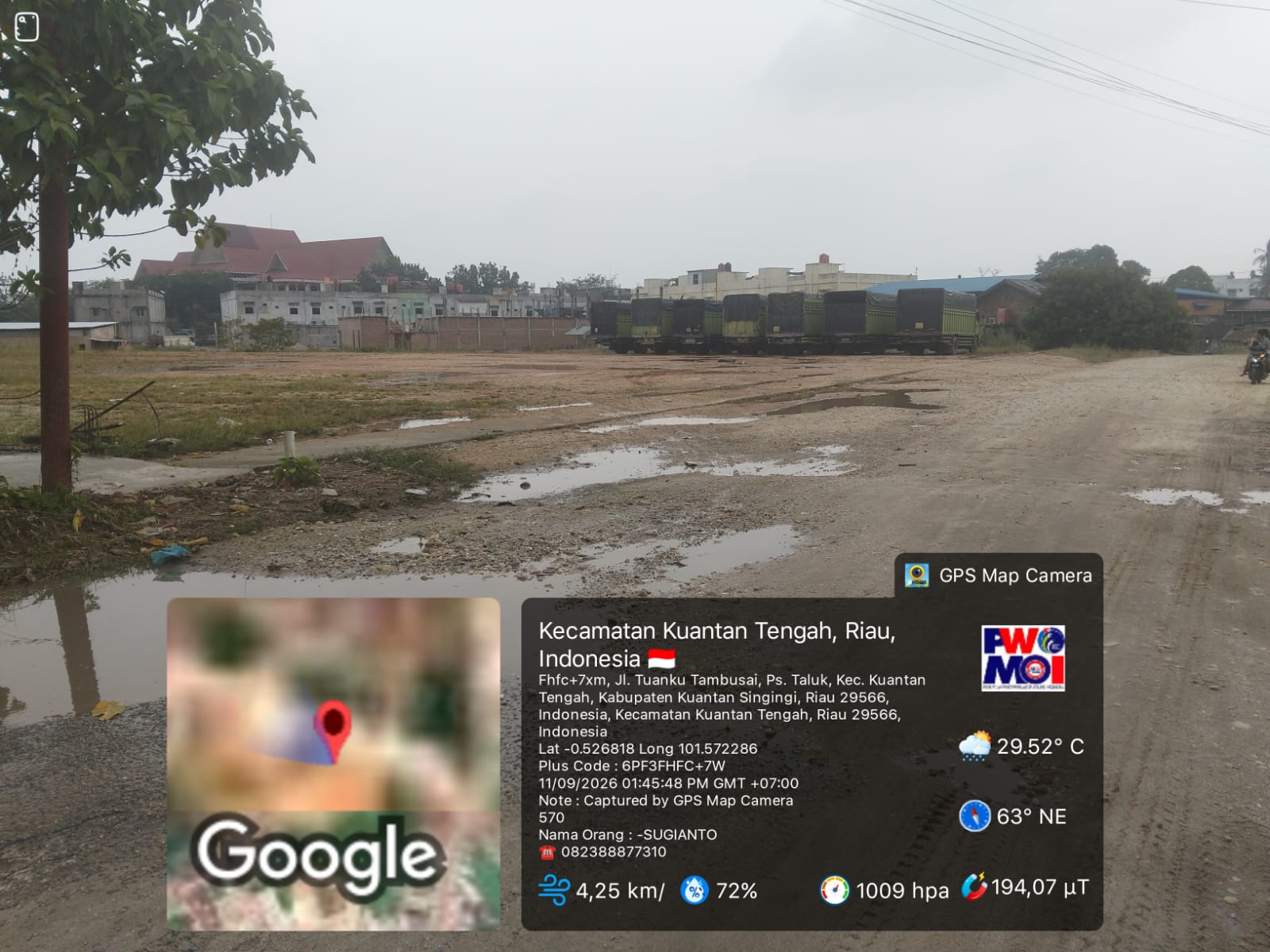 Diduga 20 Truk Parkir di Lahan Resapan Air Teluk Kuantan, “Aset Asiong” Apakah BBM Subsidi dan Tanyakan Soal Daya Rusak Jalan