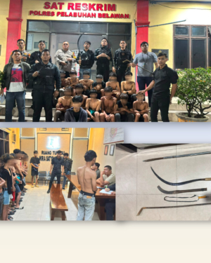“Mau Tawuran, Malah Ketemu Macan: 13 Pemuda Diamankan Polres Pelabuhan Belawan ”