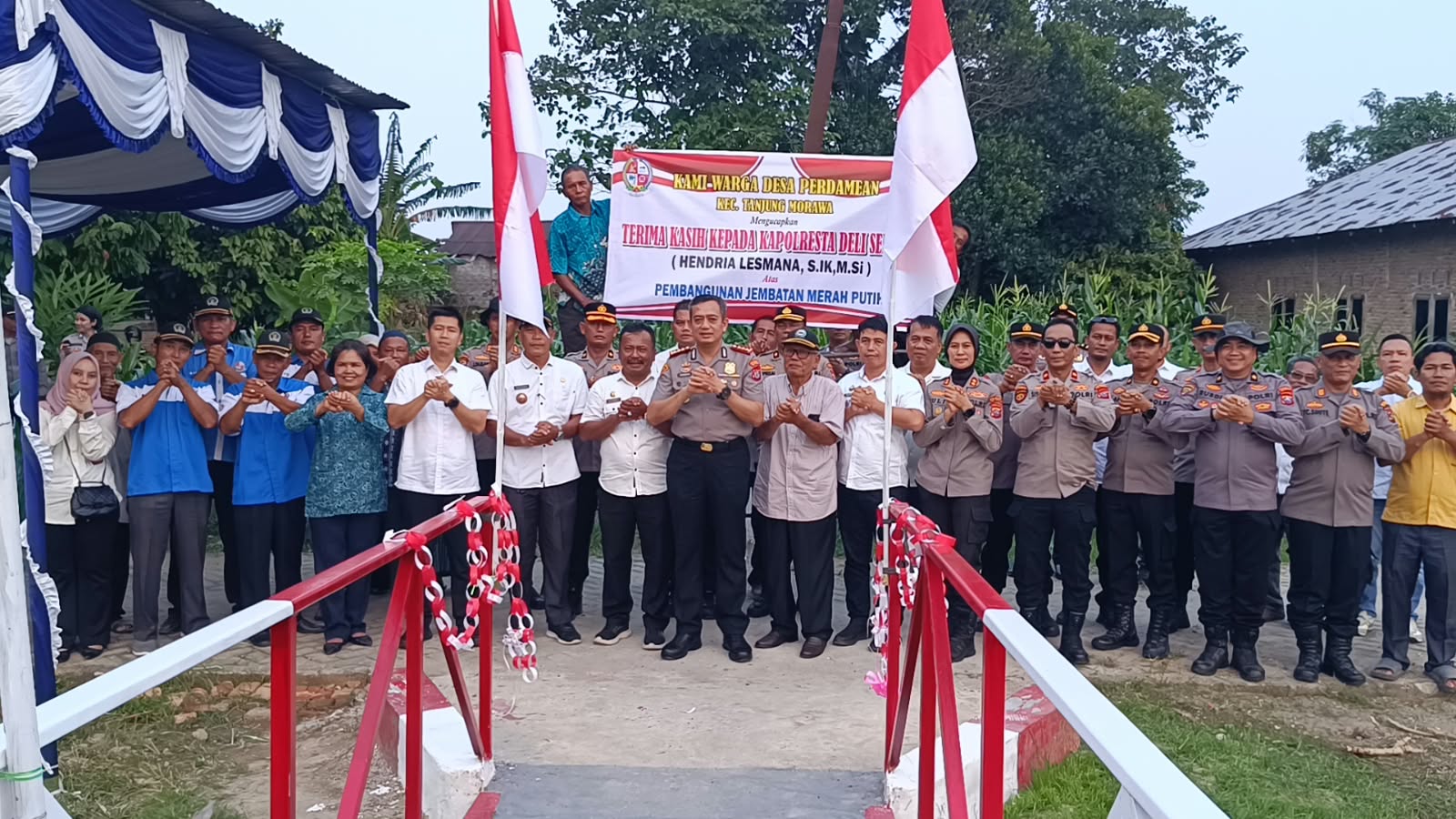 Kapolresta Deli Serdang Resmikan Jembatan Merah Putih, Perkuat Akses dan Mobilitas Warga Desa Pardamean dan Wonosari