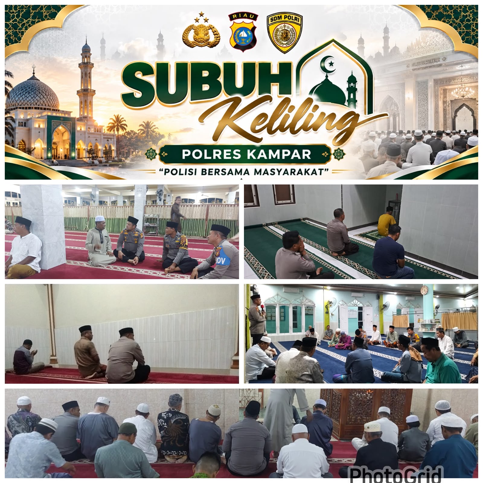 Gerakan Polisi Bersama Masyarakat: Kapolres Kampar Ajak Jajaran Sholat Subuh Berjamaah di 5 Titik Wilayah