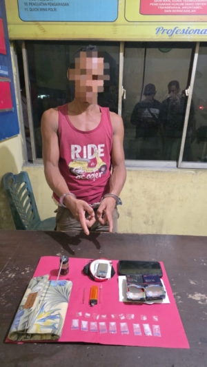 Positif Sabu & Punya 18 Paket Siap Edar, Warga Desa Kepau Jaya Diamankan Polsek Siak Hulu