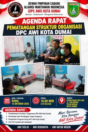 Mantapkan Roda Organisasi, DPC AWI Kota Dumai Gelar Rapat Ke-2 dan Susun Struktur Kepengurusan Sah.
