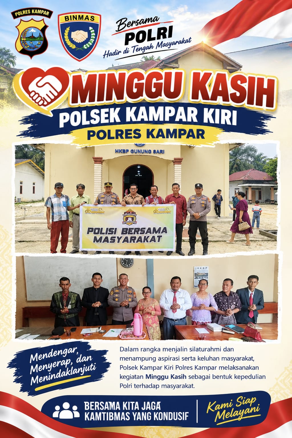Minggu Kasih di Gereja HKBP Gunung Sari, Kapolsek Kampar Kiri Ajak Masyarakat Bersama Jaga Kamtibmas