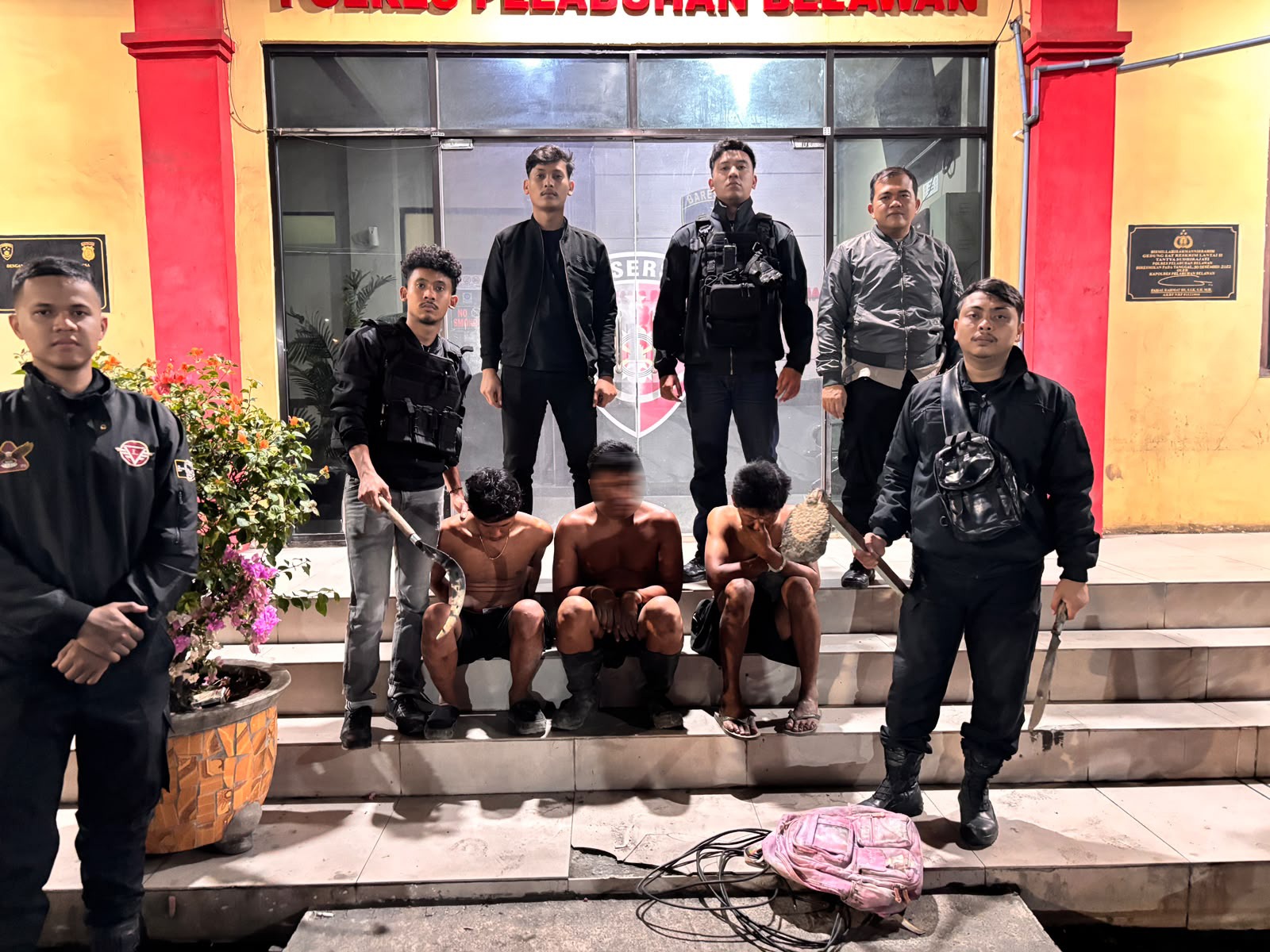 Tim Macan Polres Pelabuhan Belawan Amankan Tiga Pria Diduga Curi Kabel