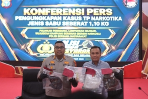 Konferensi Pers, Polres Kampar Berhasil Tangkap Kurir Narkoba 1 Kilo Sabu-sabu 
