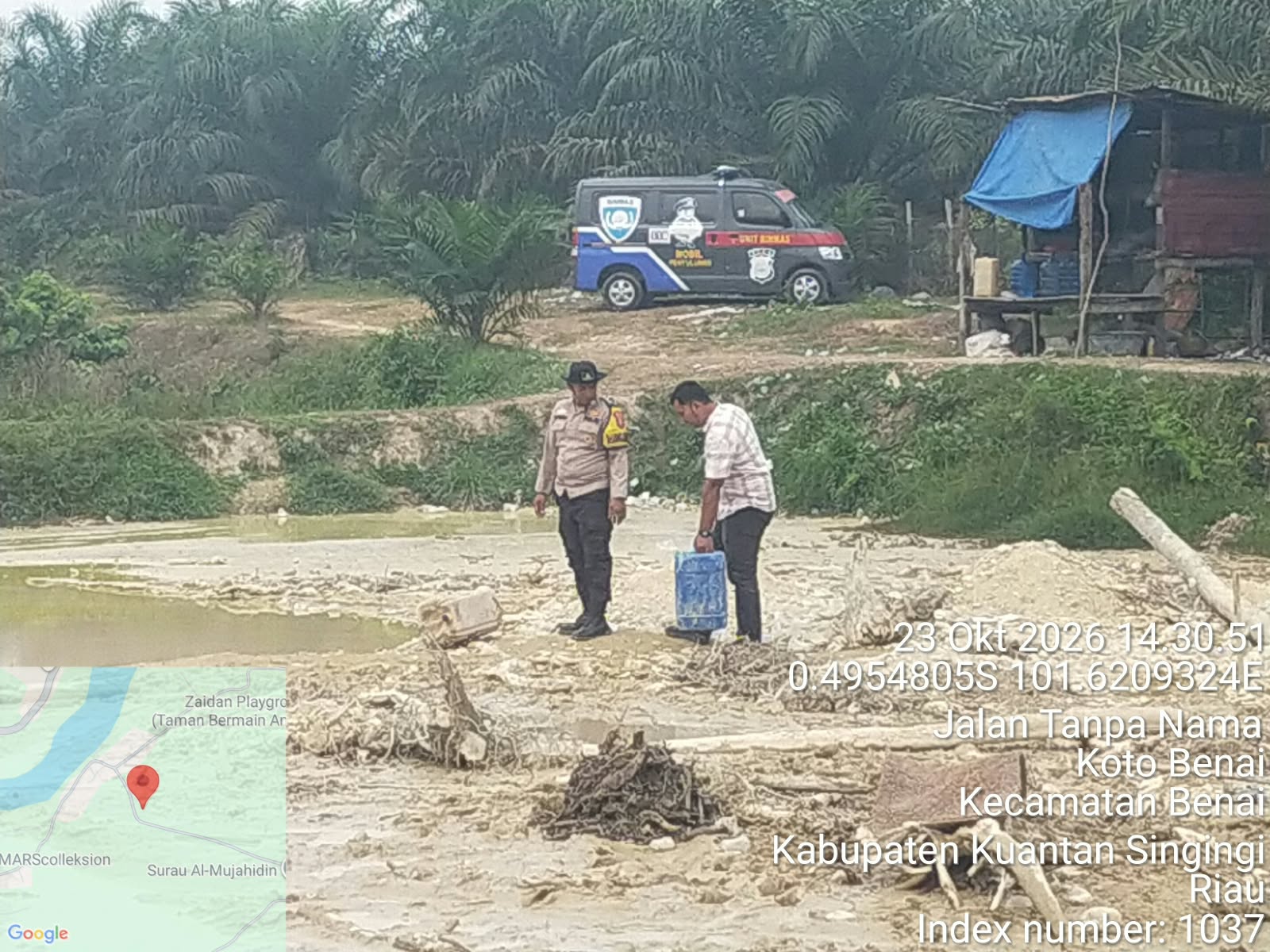 Polsek Kuantan Tengah Tindak Lanjut Laporan Layanan Kepolisian 110, Dua Rakit PETI Ditemukan di Desa Pulau Kopung Sentajo